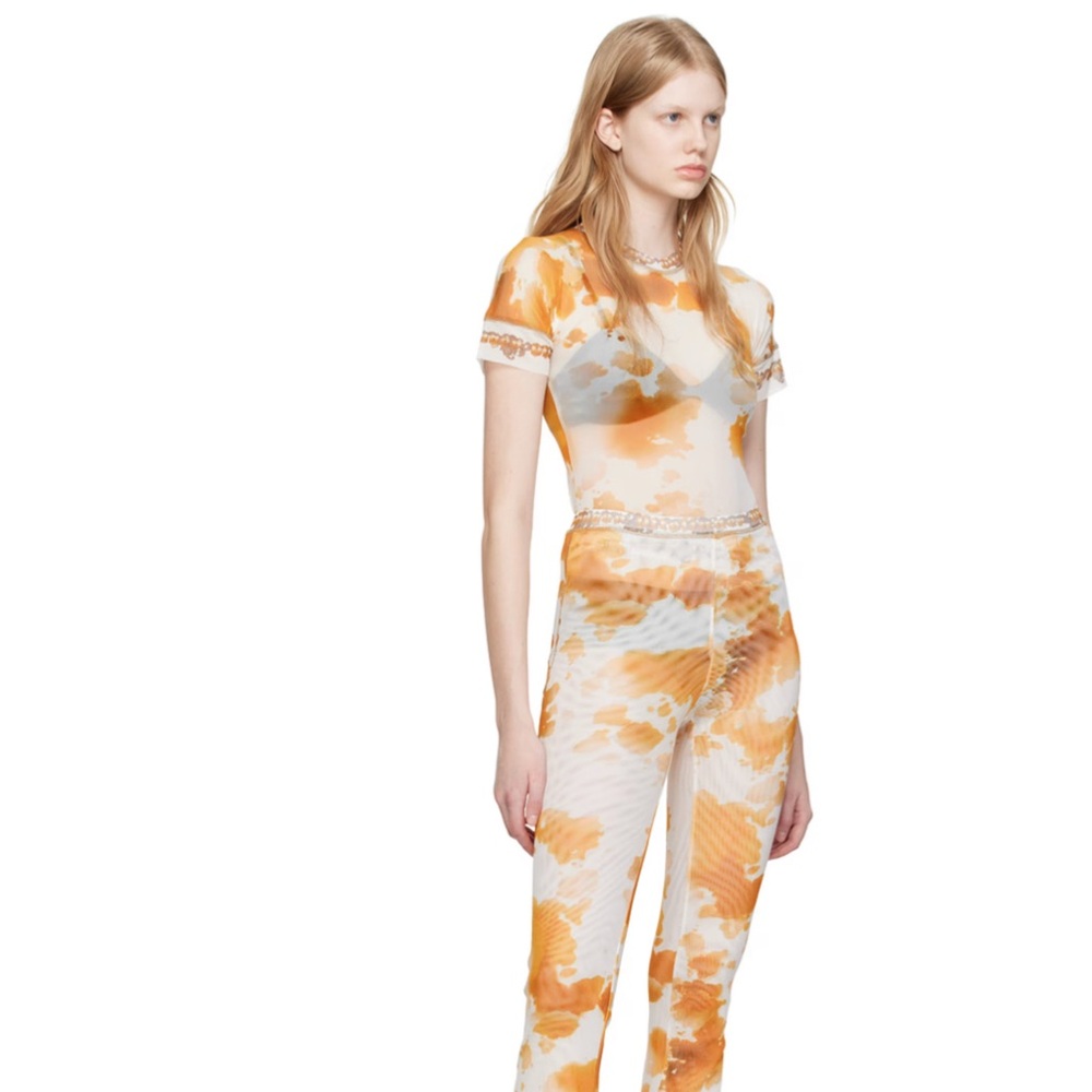 Orange and White Tie-Dye Jumpsuit